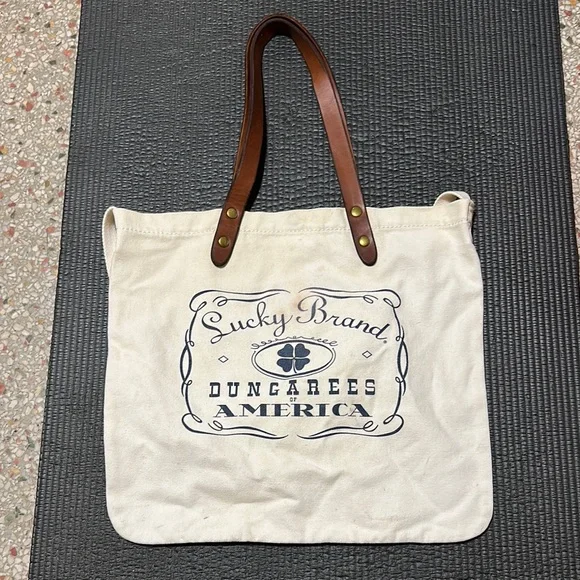 Lucky Brand | Bags | Lucky Brand Cream And Brown Canvas Tote 